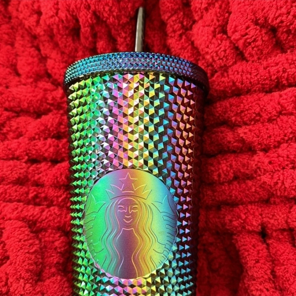 Starbucks Limited Edition Studded Oil Slick Rainbow Iridescent Tumbler 24 OZ